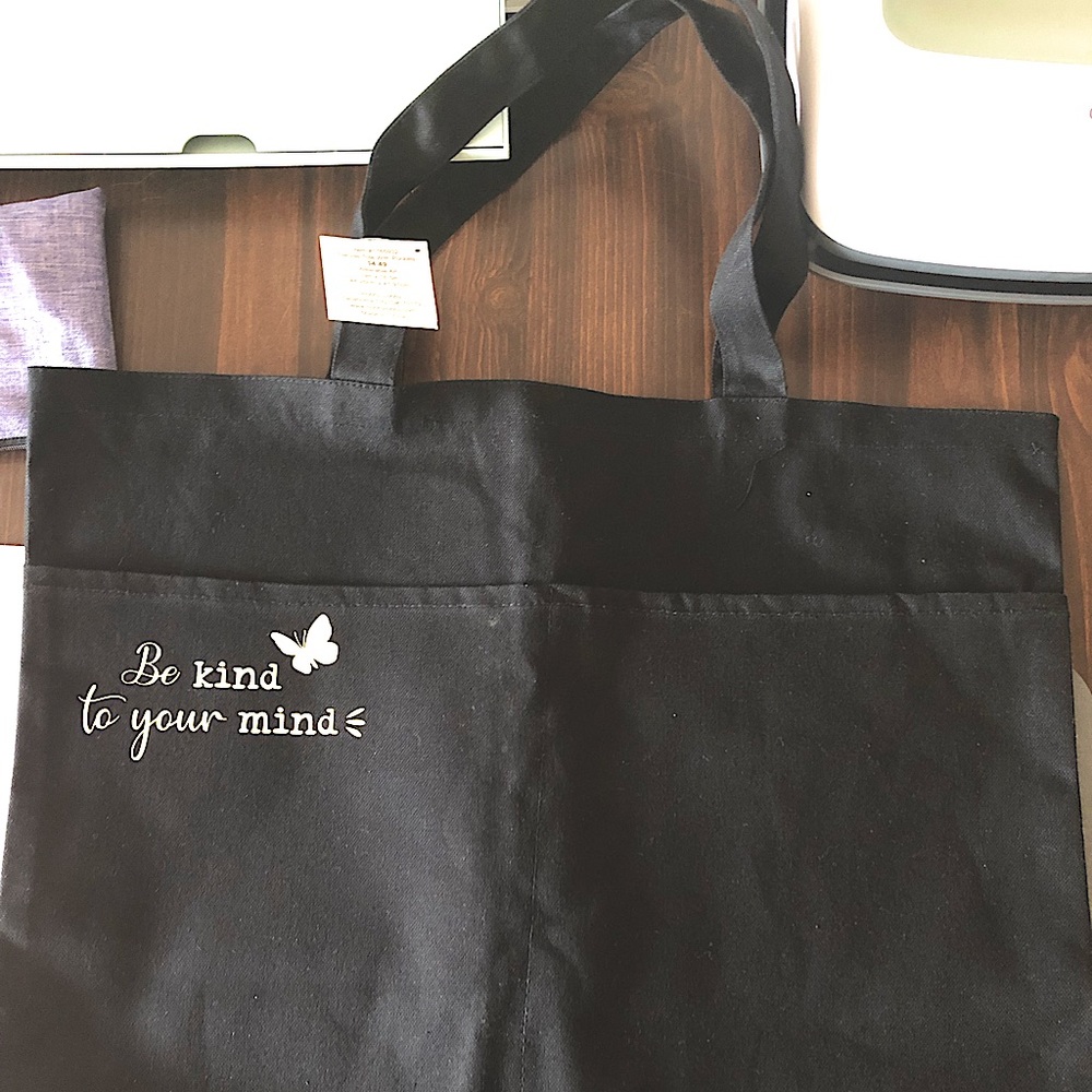 Mental health canvas tote hand made print